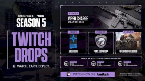 battlefield-6-season-5:-waffen-skin-“viper-charge”-und-mehr-kostenlos-per-twitch-drop